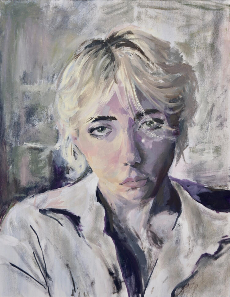 self portrait 2026 oil on panel 12''x16'' on hold