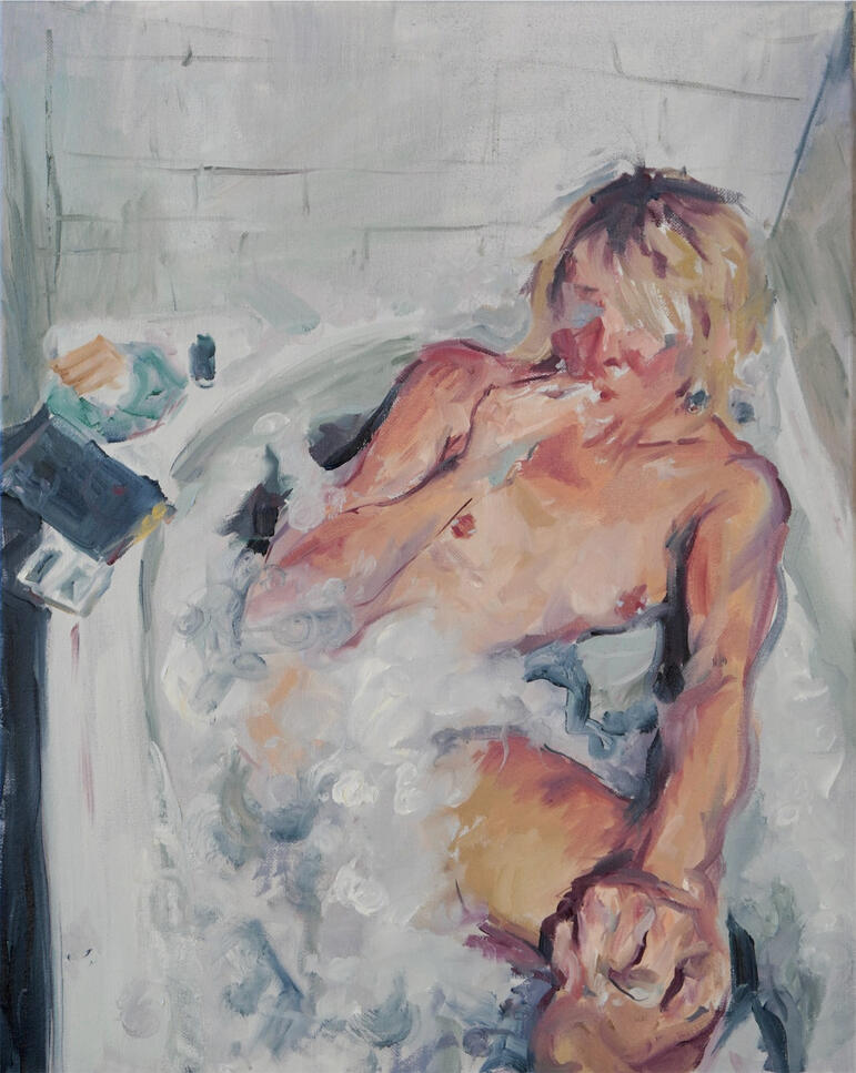 voyeur 2026 oil on canvas 16''x20'' sold